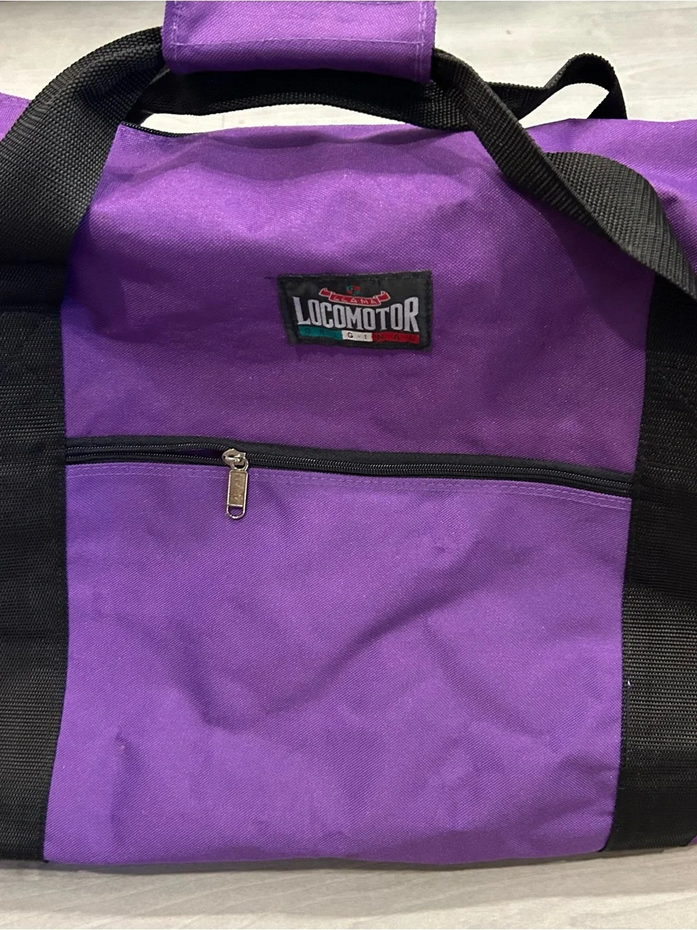 Vtg Llama Locomotor XXL Purple Duffle Bag 34” Travel Sports Equipment Gear Bag